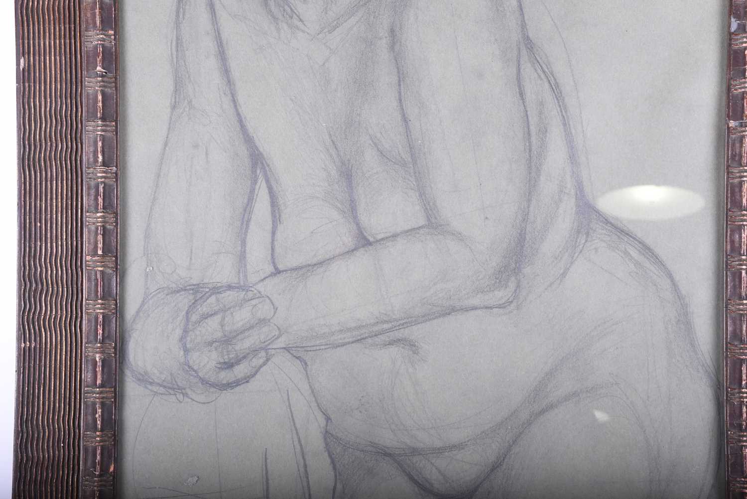 A charcoal on paper sketch of a female nude 20th century, glazed in a wooden frame, unsigned.63 cm x - Image 4 of 5