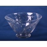A Thomas Webb attributed glass bowl circa 1930s, with cut decoration oval roundel and diagonal