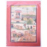 A 19th century Rājasthanī 'Bundi' style miniature paintingdepicting various scenes of holy and