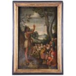 18th century North Italian School, The Preaching of St John the Baptist on the Jordan River, oil