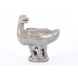 A Longquan celadon duck form censer, Ming dynasty(1364 - 1644), the bird looking left and standing