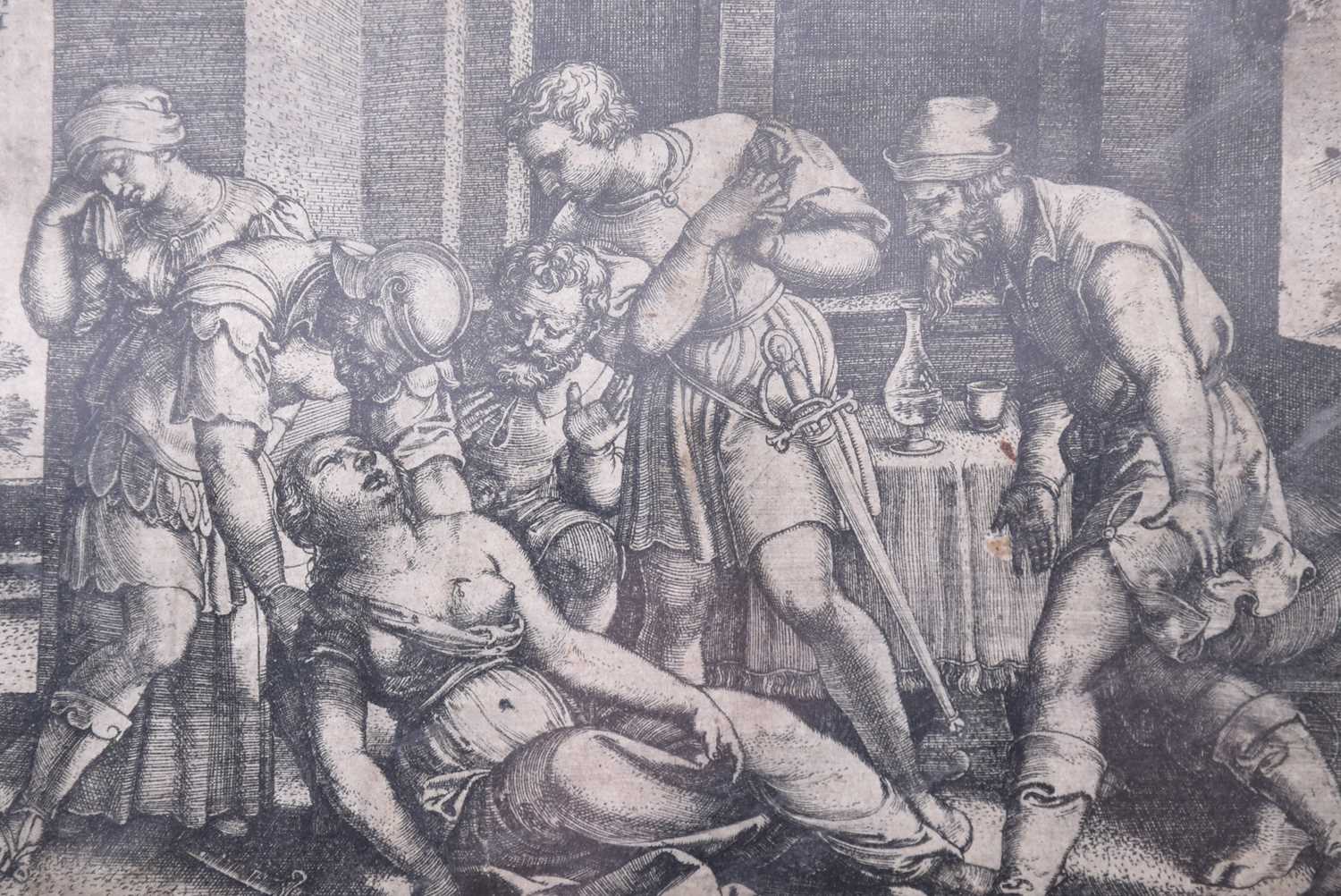 George Pencz ( 1500 - 1550), 'Abraham & Agar' & 'Lucrece', two copper engravings, 5.9cm x 8.5cm & - Image 2 of 3