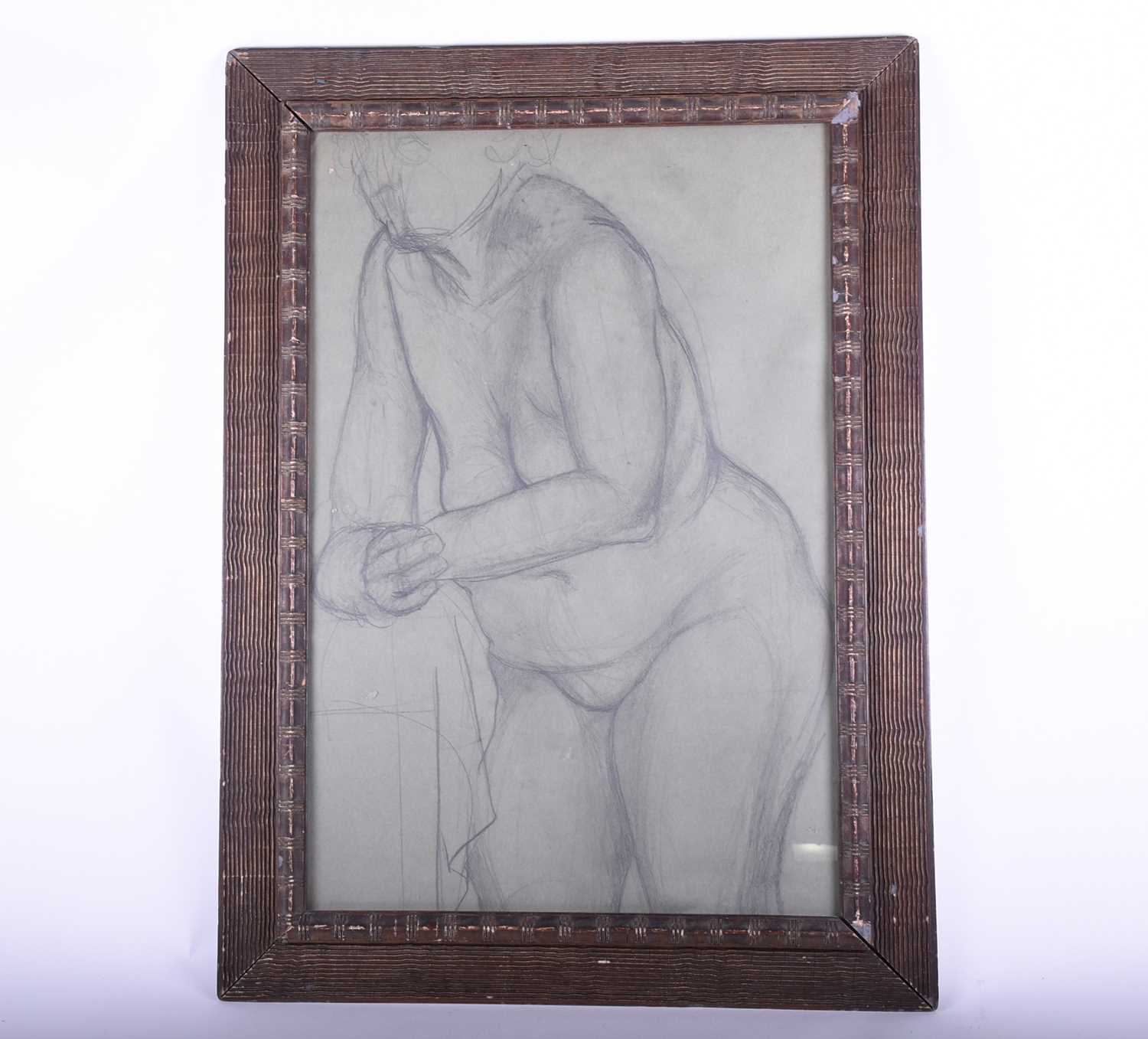 A charcoal on paper sketch of a female nude 20th century, glazed in a wooden frame, unsigned.63 cm x