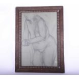 A charcoal on paper sketch of a female nude 20th century, glazed in a wooden frame, unsigned.63 cm x