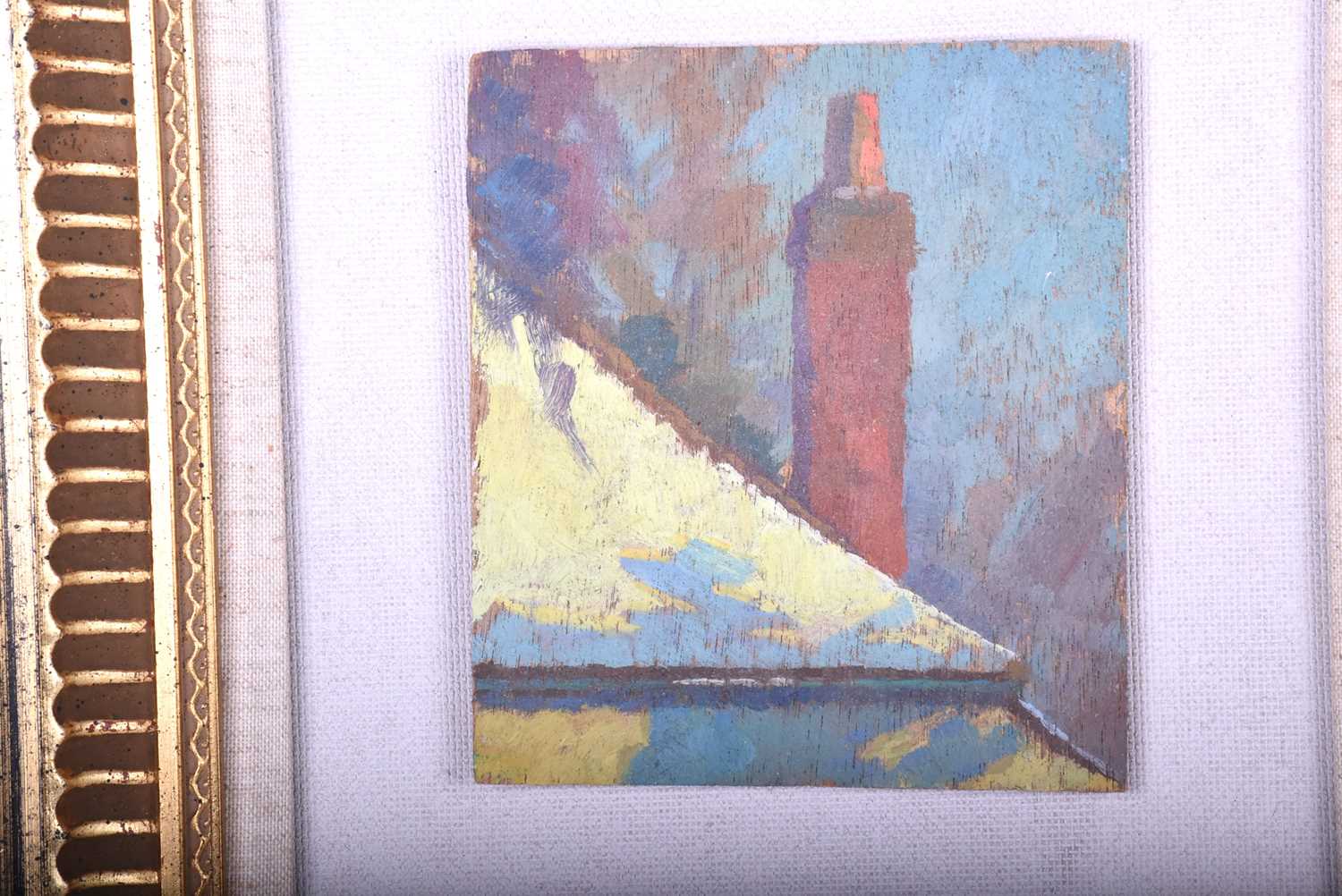 Modern British School, c.1940, Roof Study and Snowy Tree Study, a pair, oils on panel, 13 x 11.5cm & - Image 3 of 5