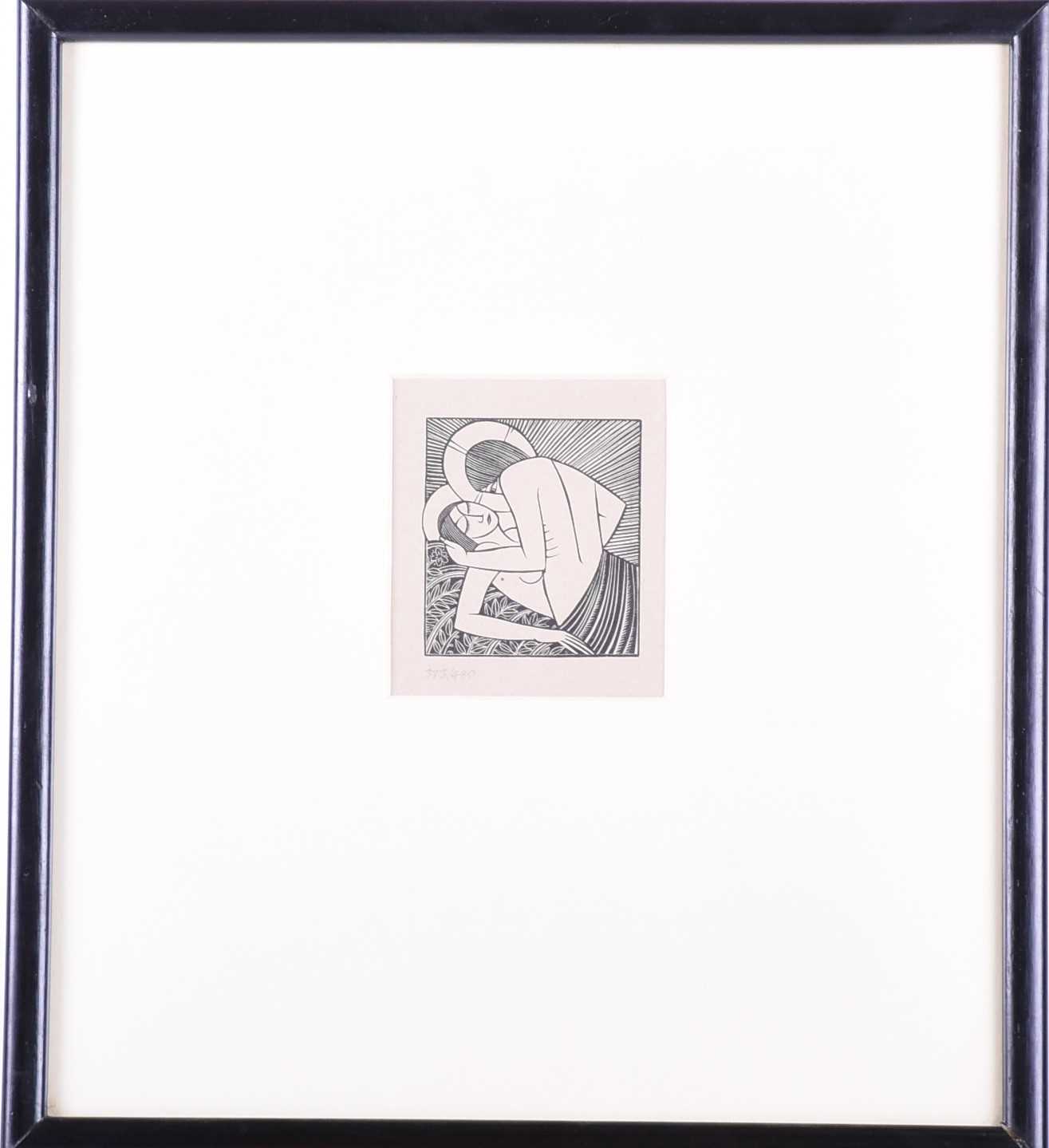 After Eric Gill, (1882 - 1940), 'Stay me with Apples' woodblock print, number 373/480, image 6.5cm x - Image 2 of 3