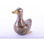 A Chinese cloisonné ewer in the form of a duck, with archaic style dragon scroll cloisonné