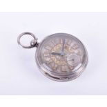 A late Georgian / early Victorian silver pocket watchthe silvered dial with Roman numerals and