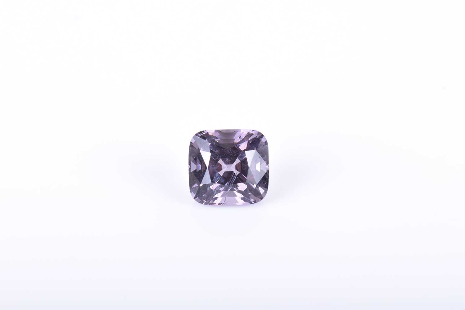 A loose square cushion-cut spinelmid to dark purple in colour, of 4.45 carats. Please note: VAT will - Image 5 of 5