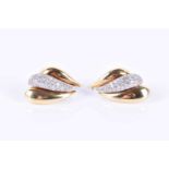 Leo Pizzo. A pair of Italian 18ct yellow and white gold earringscirca 1960s, of swept lobe form, the