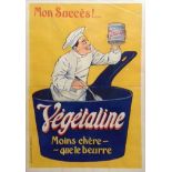 A large early 20th century French adverstising poster, for 'Végétaline', 158 cm x 107 cm, glazed