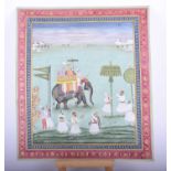 Indian School, 19th century, Shah Jahan on processional carparisoned elephant, with attendants