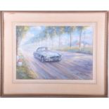 Raymond Groves (1913 - 1958), 'Mercedes sports car on the Continent', signed and dated 57,