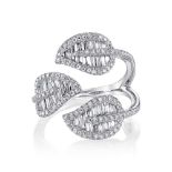 Anita Ko. An 18ct White Gold & Diamond Triple Leaf Ring, set with 1.53 carats of diamonds.