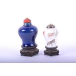 Two Chinese porcelain miniature meiping vases, late Qing, the smaller vase decorated with the
