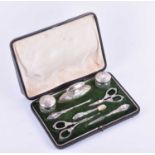 An Edwardian eight piece silver mounted manicure set A & J Zimmerman Ltd, Birmingham 1904,