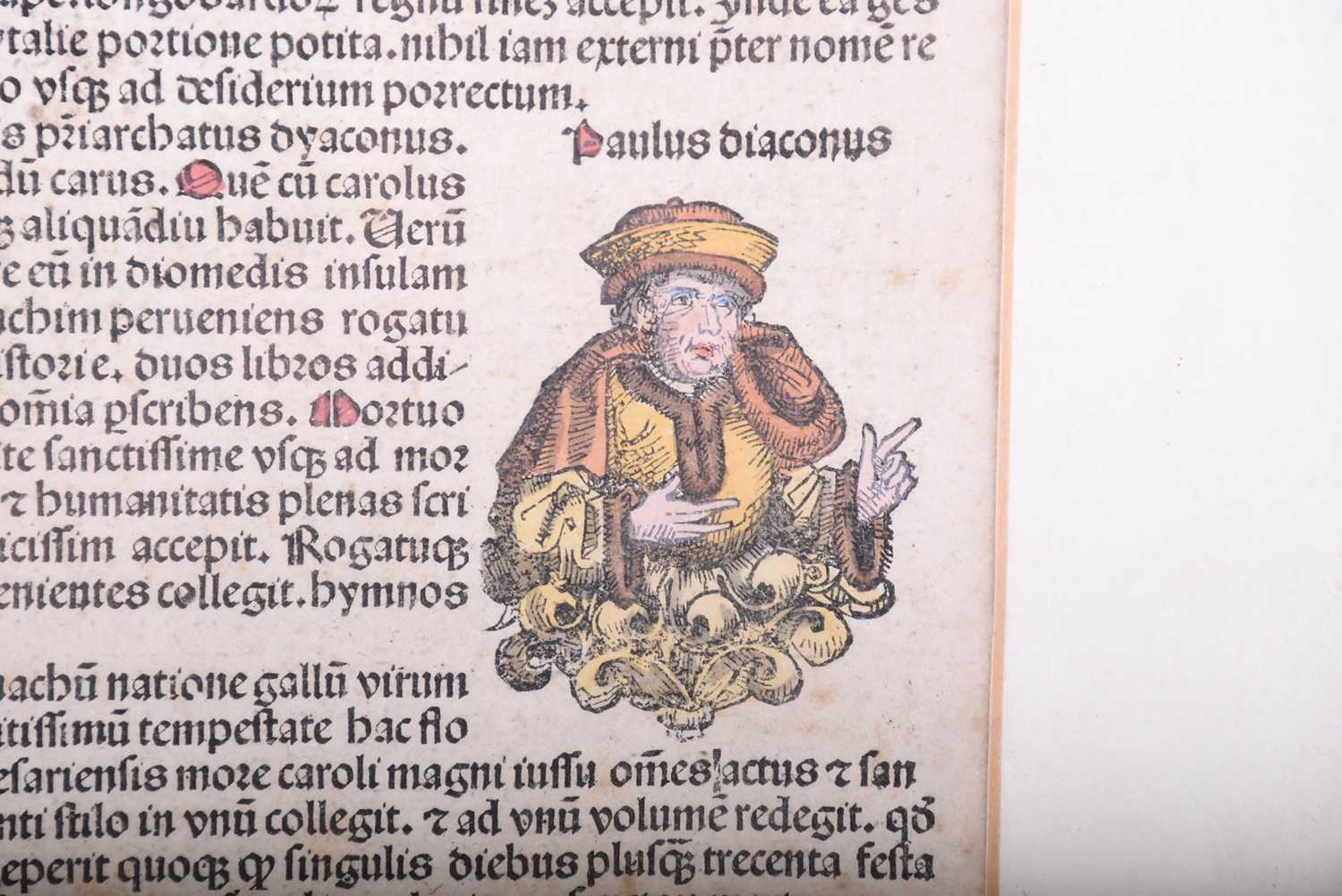 Incunabula, a single titled sheet 'Berta etas Mudi', an extract from the Nuremberg Chronicle, Van - Image 3 of 7