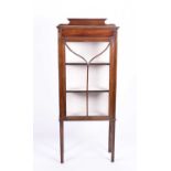 An Edwardian mahogany and inlaid display cabinet with astral glazed single door and glazed side
