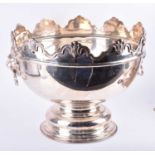 A large early 21st century silver-plated monteith the scalloped rim of the bowl moulded with