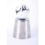 A Maxfli HT-100 golf ball signed by Arnold Palmer, obtained at the Senior British Open, Royal