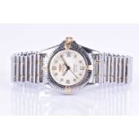 A Breitling Callistino stainless steel ladies wristwatch the cream dial set with diamond hour