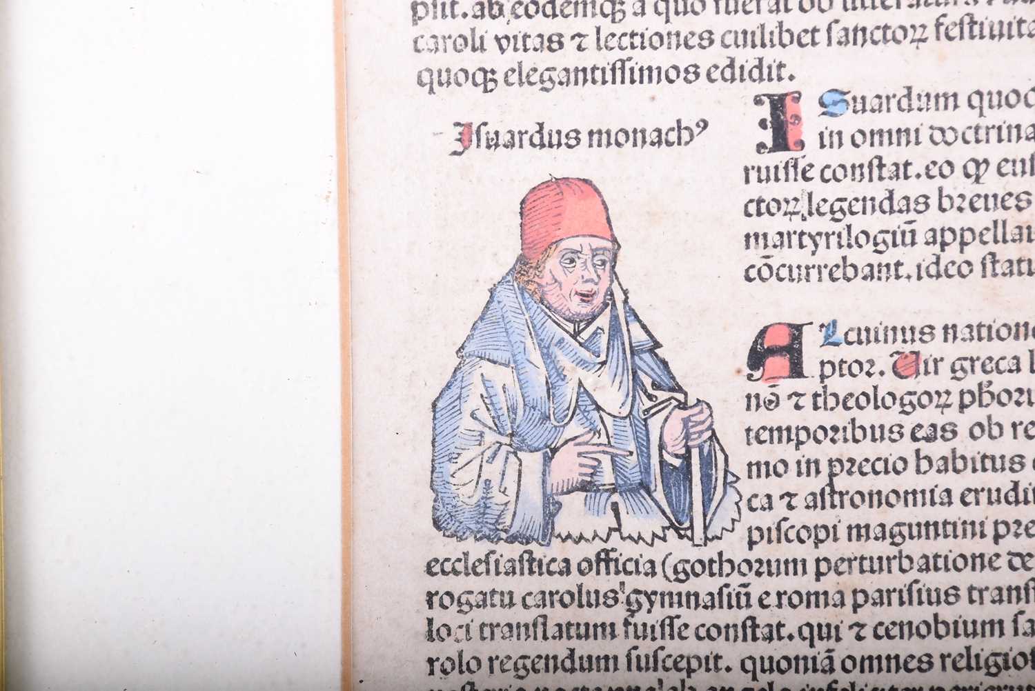 Incunabula, a single titled sheet 'Berta etas Mudi', an extract from the Nuremberg Chronicle, Van - Image 2 of 7