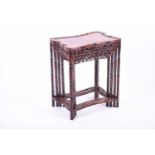 A stacking graduated nest of four Chinese hongmu tables late 19th century, of rectangular form