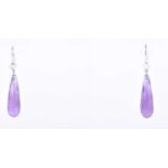 A pair of rose-cut diamond and amethyst drop earringseach set with a briolette-cut amethst, with