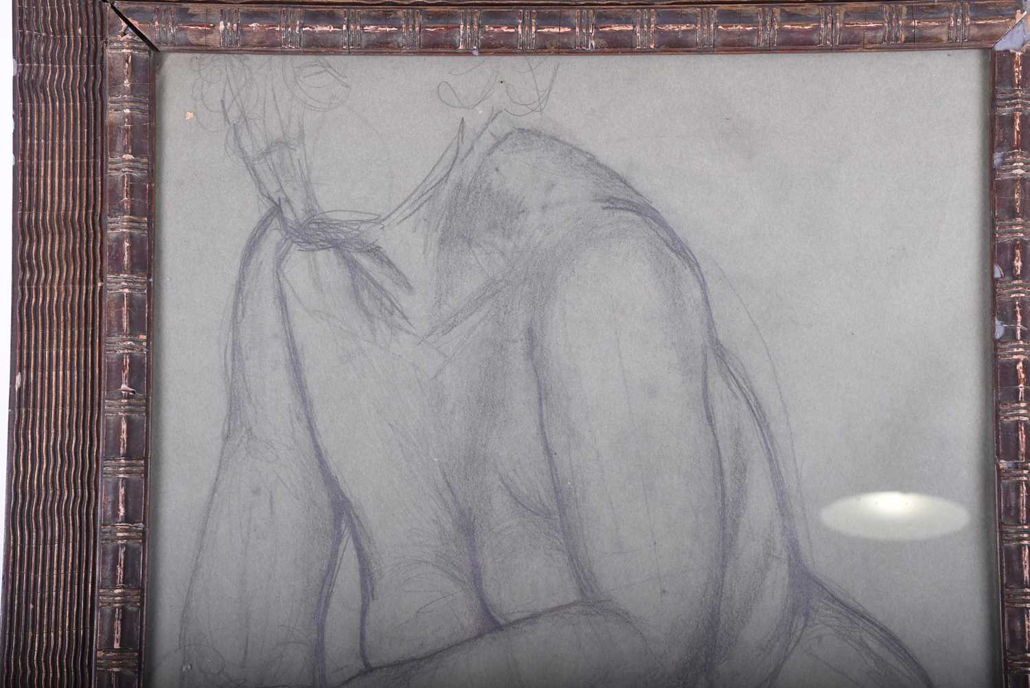 A charcoal on paper sketch of a female nude 20th century, glazed in a wooden frame, unsigned.63 cm x - Image 2 of 5