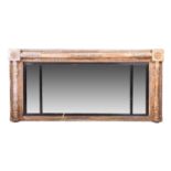 A Regency carved gilt wood rectangular overmantle mirror the plate in three sections bordered by