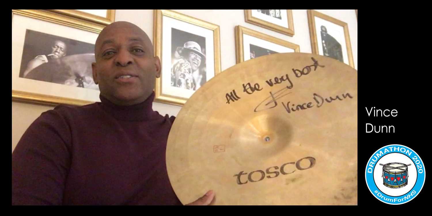 A 20" Tosca Ride Cymbal signed and donated by Vince Dunn. Vince Dunn has performed with artists