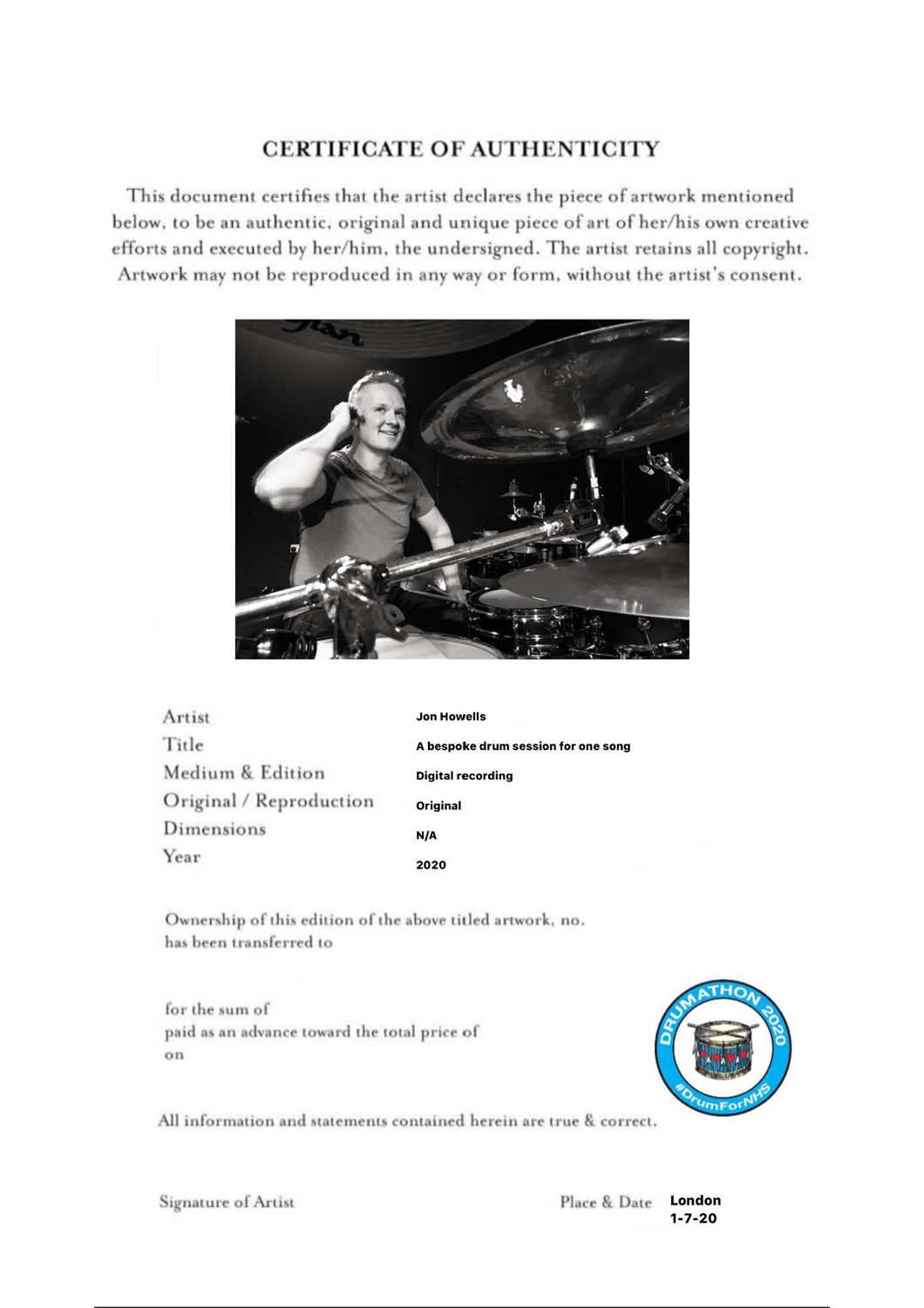 One bespoke drum session for one song with Jon Howells Jon will add drums and percussion to any - Image 2 of 2