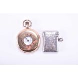 A 9ct gold cased half hunter pocket watch, the case assayed Birmingham 1928, the dust cover with