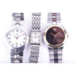 A collection of three wristwatches including a Movado gents watch with minimalist dial, a Maurice