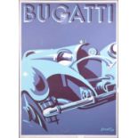 After 'Gerold', a Bugatti advertising print, after the original 1930s design, 133 cm x 97 cm in a