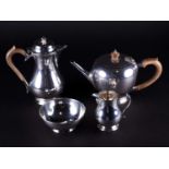 A Geo V silver four piece tea set, Edward Barnard & Sons, 1926 - 29, in the Geo III style, 1370g