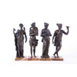 A group of four 19th century Grand Tour patinated bronze figures of Goddesses, after the antique,