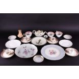 A mixed collection of ceramics to include Wedgwood teacups and suacers, a batchelor's teapot, a