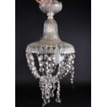 Two mouded glass chandeliers, late 19th/early 20th century, with reeded and lobed decoration with