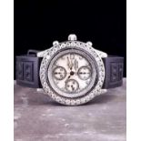 A Breitling automatic stainless steel and diamond chronograph wristwatch set with 243 brilliant-