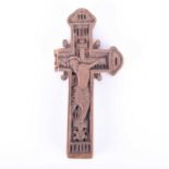 A 17th or 18th century carved and pierced wooden cross, (incomplete), Mount Athos work, originally