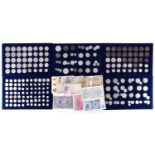 Collections of assorted coins, to include silver content coins comprising eleven half crowns, ten