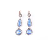 A pair of silver gilt, diamond, and enamel earringsin the 19th century style, each set with a