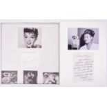 A Judy Garland photograph montage, to include a signed card, together with a mounted photograph