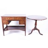 A 19th century smalll mahogany desk, with three drawers and an undertier, 86 cm wide x 49 cm x 75 cm