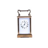 A brass cased timepiece carriage clock, 20th century, 11.5cm high excluding handleCondition
