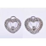 A pair of 18ct white gold and diamond heart-shaped earringsin the 'happy diamond' style, with a