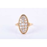 A Victorian yellow gold and diamond ingof oval form, inset with old-cut diamonds, the mount