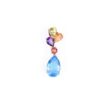 An 18ct yellow gold and multi-gem pendant, set with a pear-cut blue topaz, and mounted with