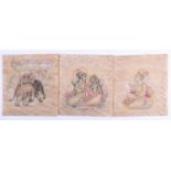 Kishangarh School, 19th century, three miniatures, Krishna & Radha, Mahout on an elephant and a